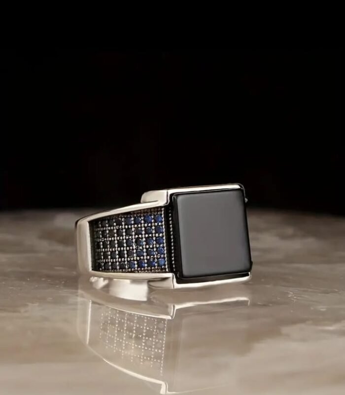 Black Square Cubic Zirconia Ring - Image 2