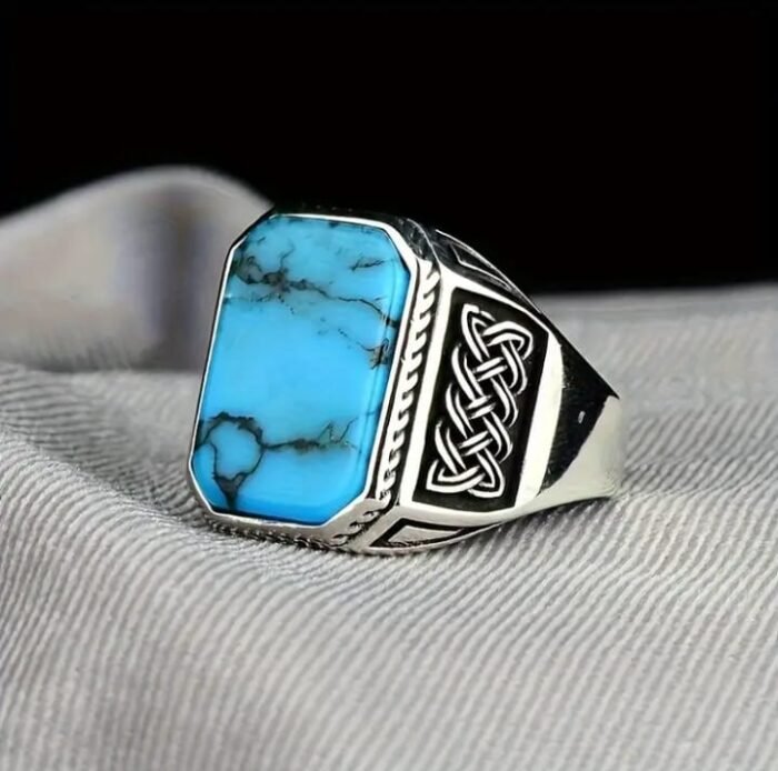 Men's Square Turquoise Ring